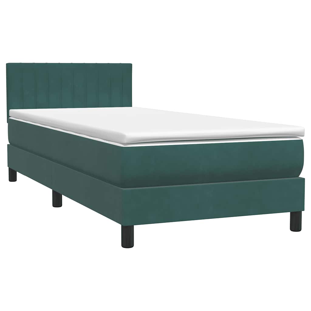 Pat box spring cu saltea, verde închis, 80x220 cm, catifea GartenMobel Dekor