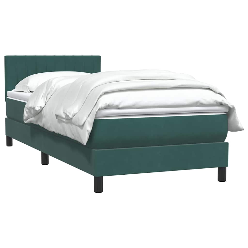 Pat box spring cu saltea, verde închis, 80x220 cm, catifea GartenMobel Dekor