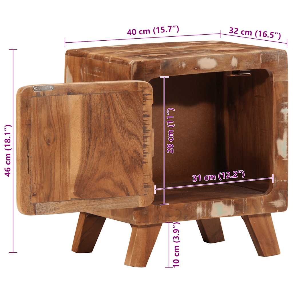 Noptiera 2 buc 40x32x46 cm lemn masiv recuperat GartenMobel Dekor
