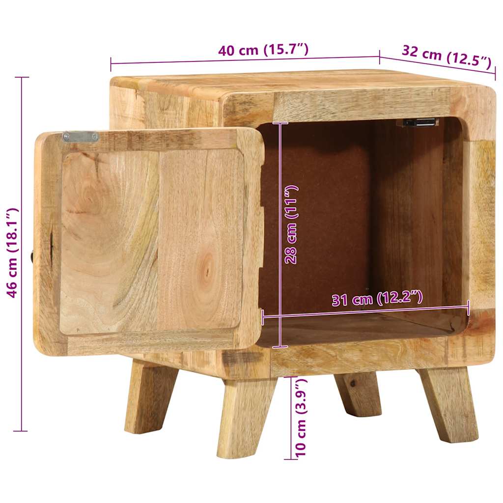 Noptiera 40x32x46 cm lemn masiv Mango brut GartenMobel Dekor