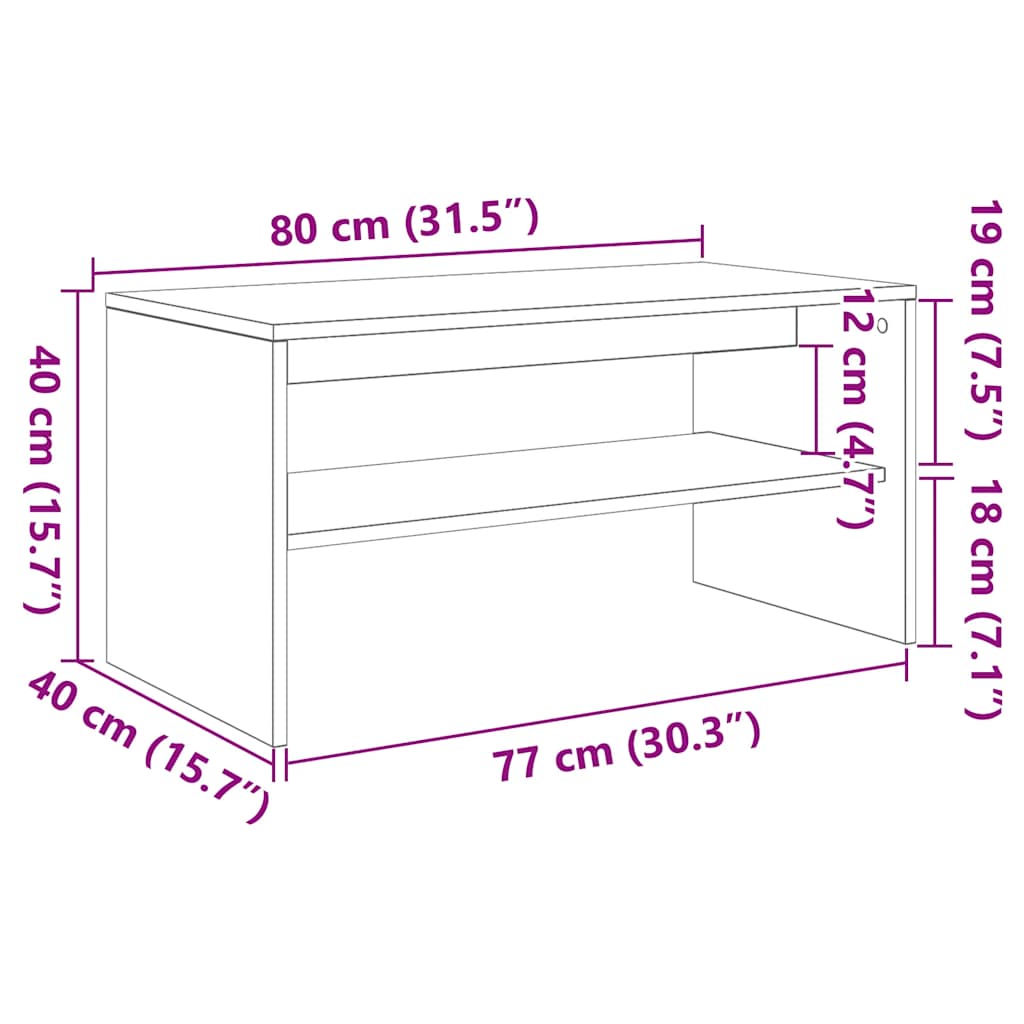 Comodă TV, gri sonoma, 80x40x40 cm, lemn prelucrat GartenMobel Dekor