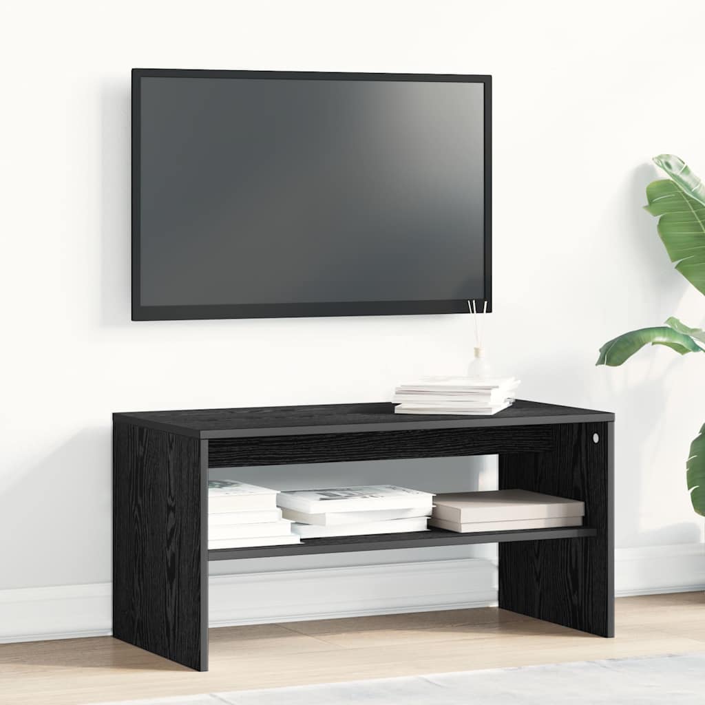 Dulap TV Stejar Negru 80x40x40 cm Lemn prelucrat GartenMobel Dekor