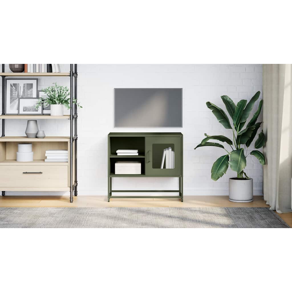 Dulap TV, verde măsliniu, 68x39x60,5 cm, oțel GartenMobel Dekor