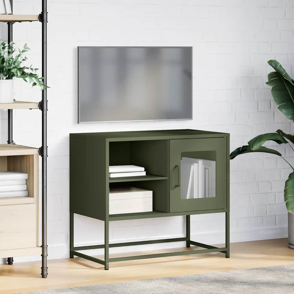 Dulap TV, verde măsliniu, 68x39x60,5 cm, oțel GartenMobel Dekor