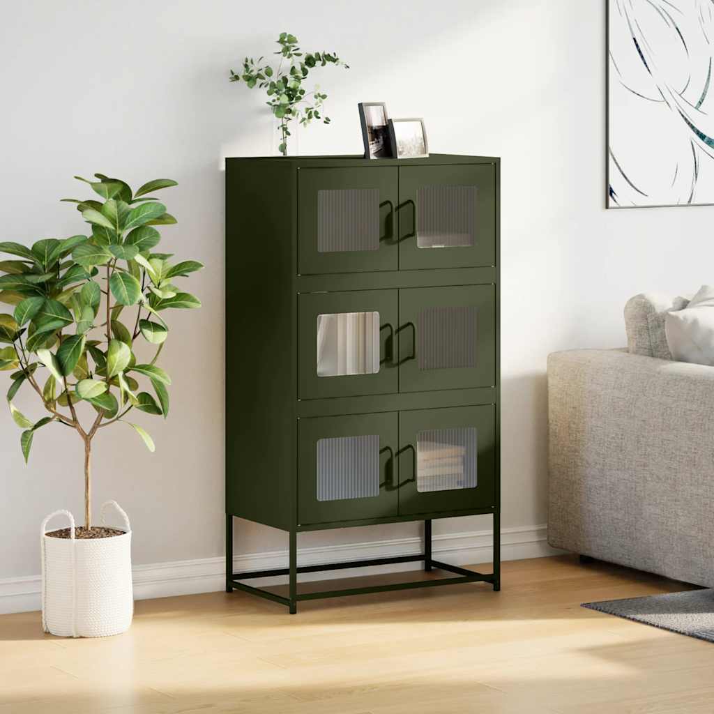 Dulap înalt, verde măsliniu, 68x39x123 cm, oțel GartenMobel Dekor