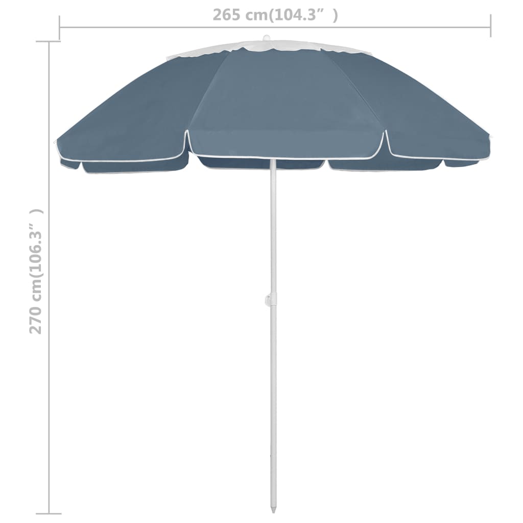 Umbrelă de soare de plajă, albastru, 300 cm GartenMobel Dekor