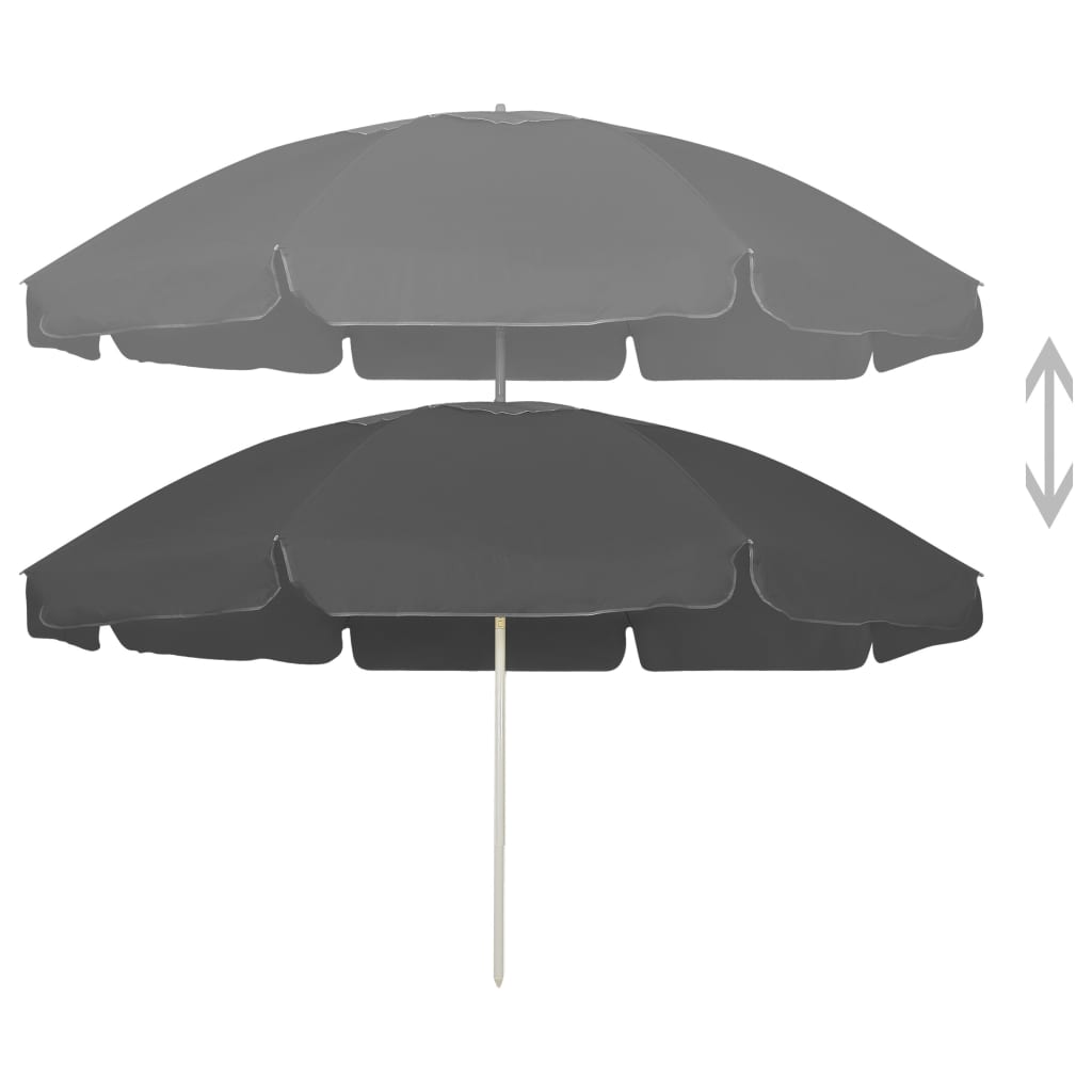 Umbrelă de soare de plajă, antracit, 240 cm GartenMobel Dekor