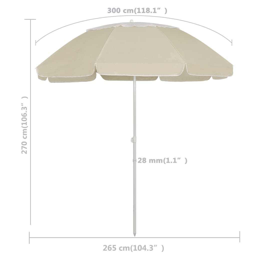 Umbrelă de soare de plajă, galben nisipiu, 300 cm GartenMobel Dekor