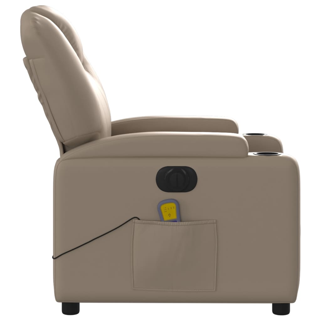 Fotoliu electric masaj rabatabil, cappuccino, piele ecologică GartenMobel Dekor