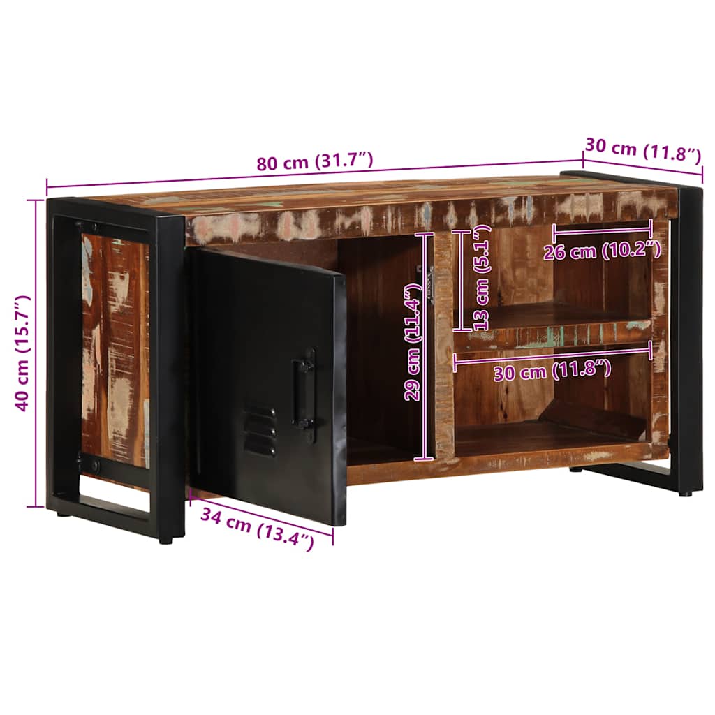 Dulap TV 80x30x40 cm lemn masiv recuperat GartenMobel Dekor