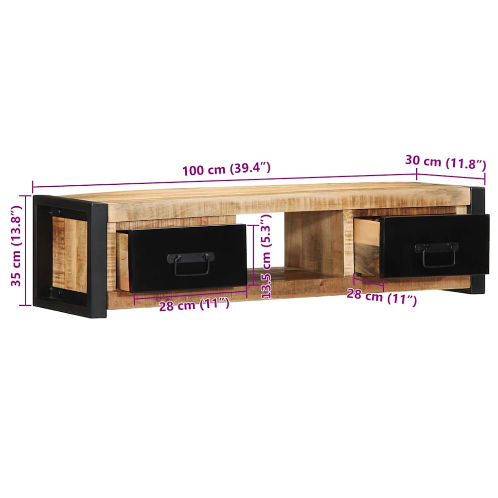 Dulap TV 100x30x25 cm lemn masiv de mango GartenMobel Dekor