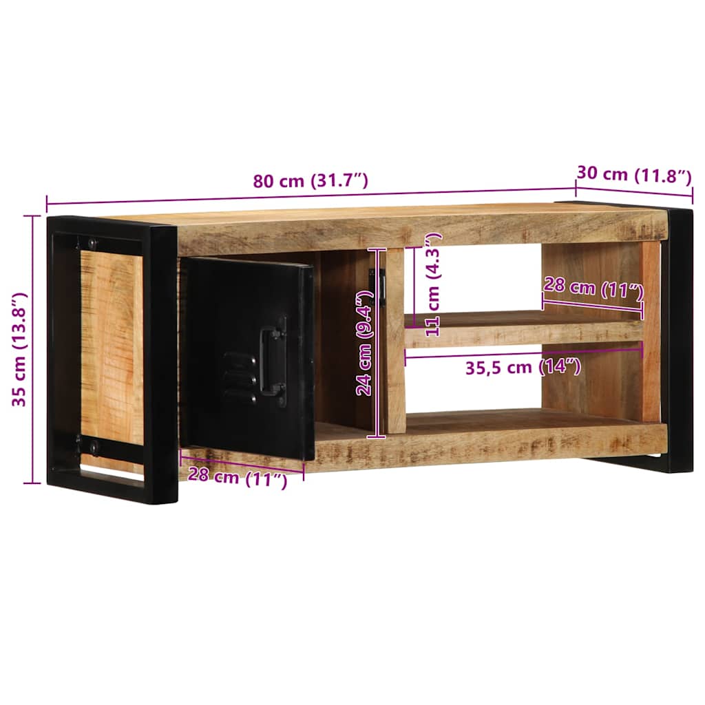 Dulap TV 80x30x35 cm lemn masiv de mango GartenMobel Dekor