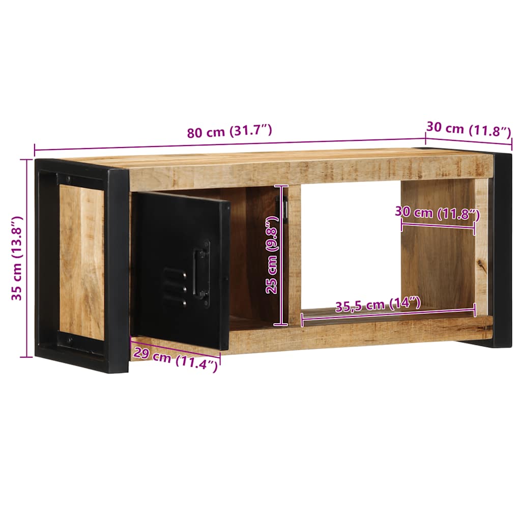 Dulap TV 80x30x35 cm lemn masiv de mango GartenMobel Dekor