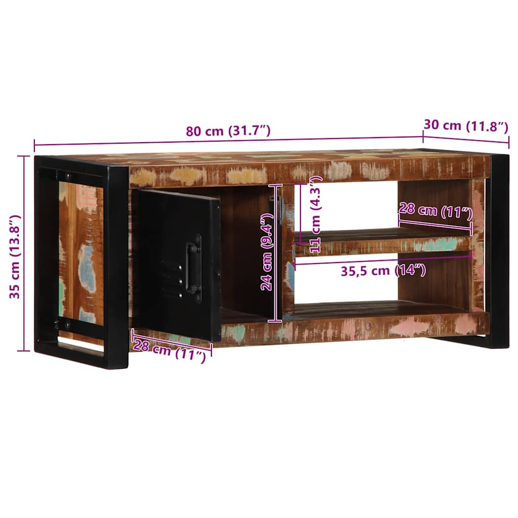 Dulap TV 80x30x35 cm lemn masiv recuperat GartenMobel Dekor