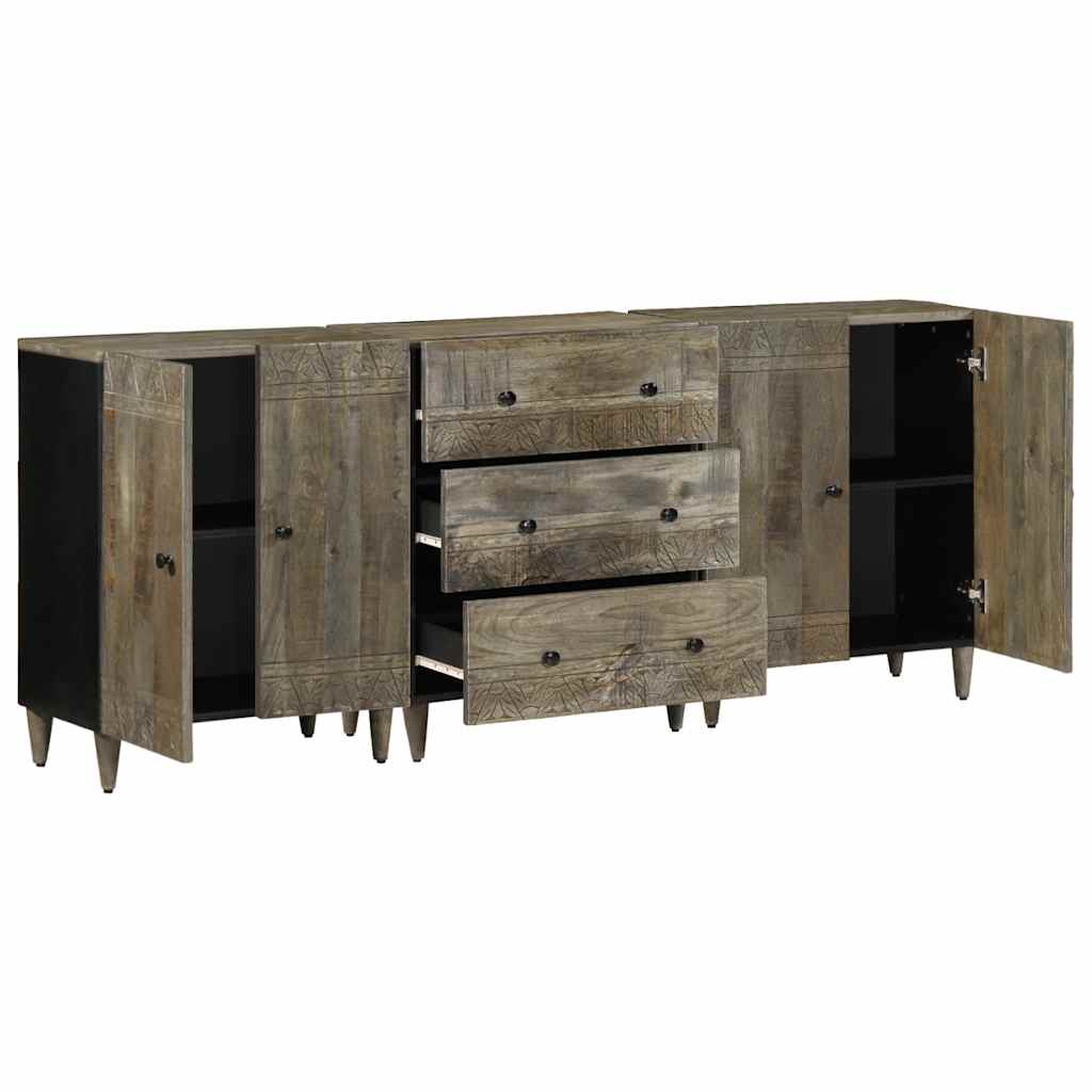 Bufete 3 piese gri deschis 60x33,5x75 cm lemn masiv de mango GartenMobel Dekor