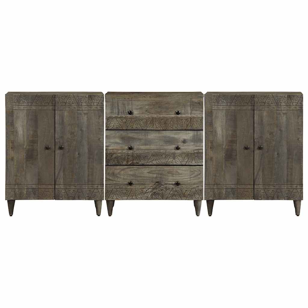 Bufete 3 piese gri deschis 60x33,5x75 cm lemn masiv de mango GartenMobel Dekor