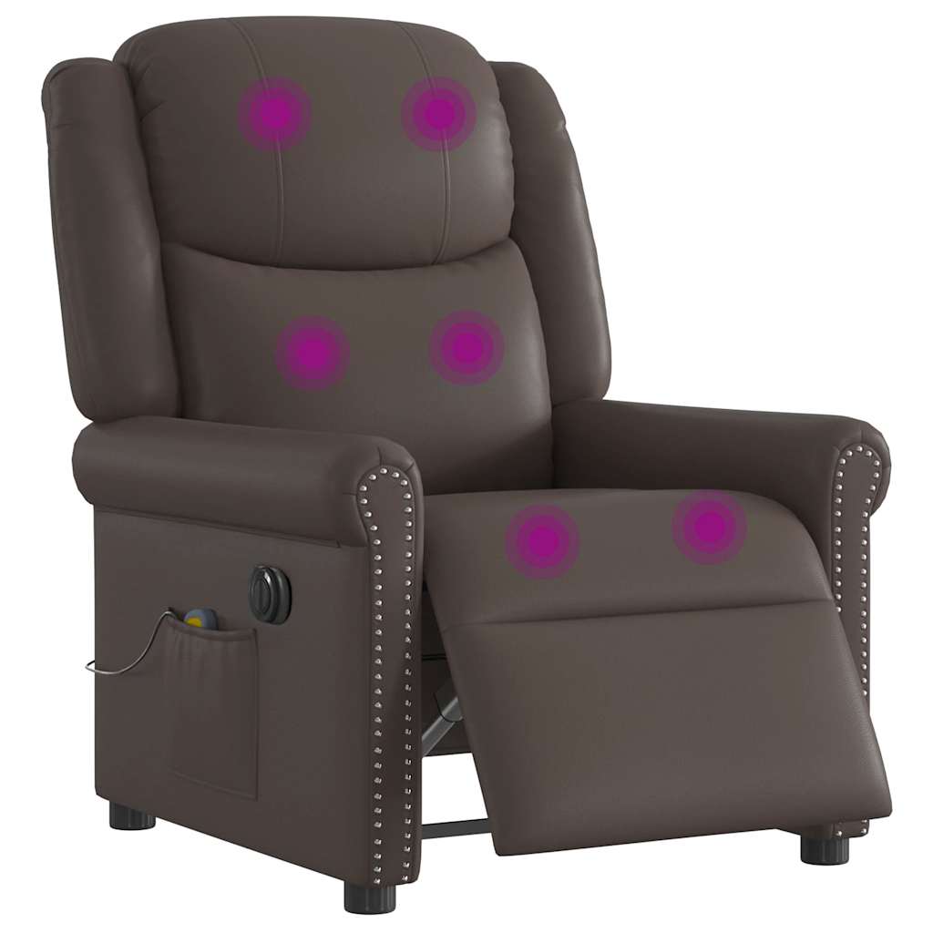 Scaun electric pentru masaj pentru relaxare maro strălucitoare GartenMobel Dekor