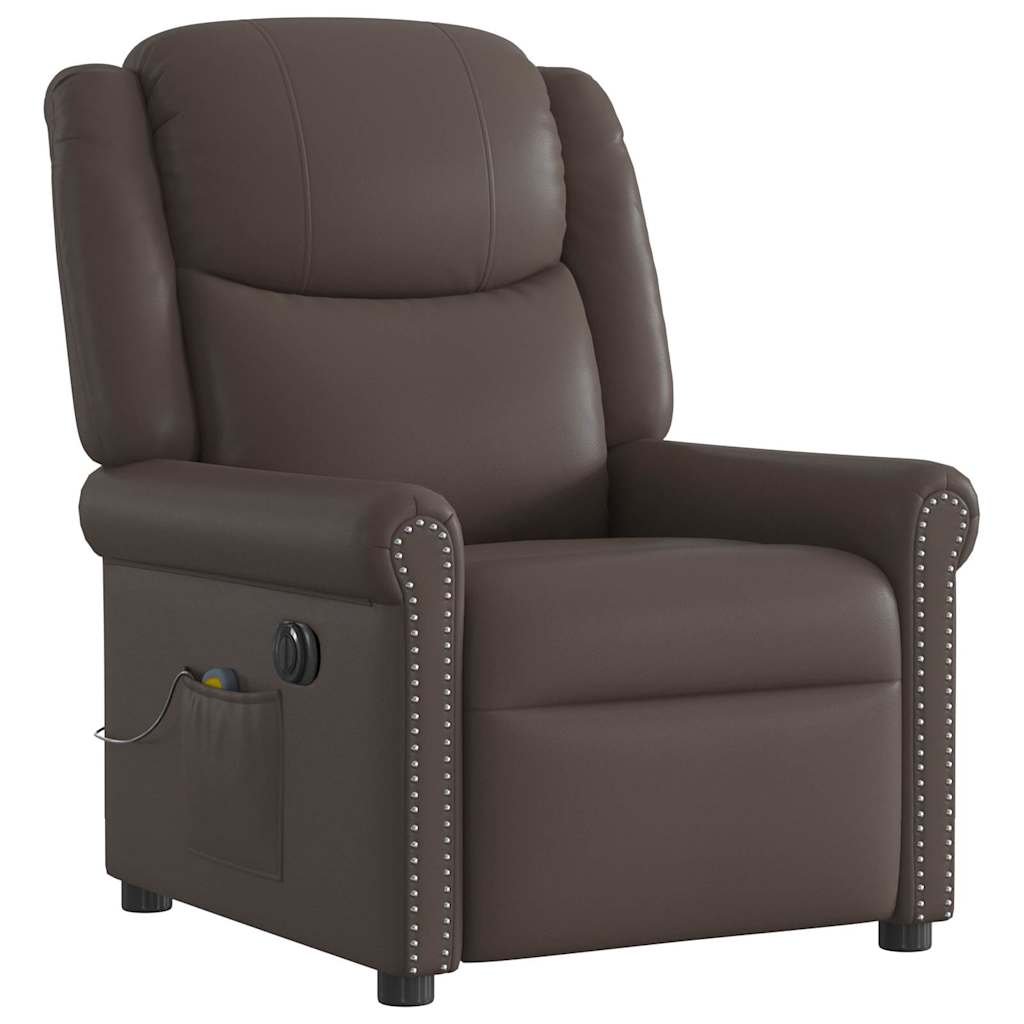 Scaun electric pentru masaj pentru relaxare maro strălucitoare GartenMobel Dekor