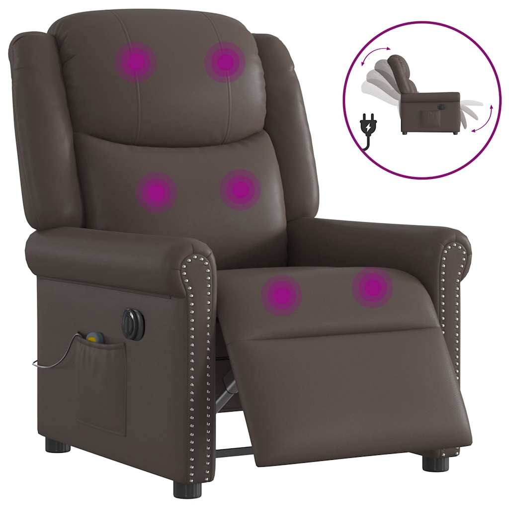Scaun electric pentru masaj pentru relaxare maro strălucitoare GartenMobel Dekor