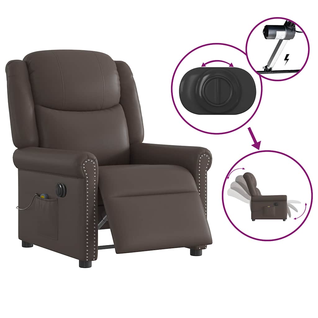 Scaun electric pentru masaj pentru relaxare maro strălucitoare GartenMobel Dekor