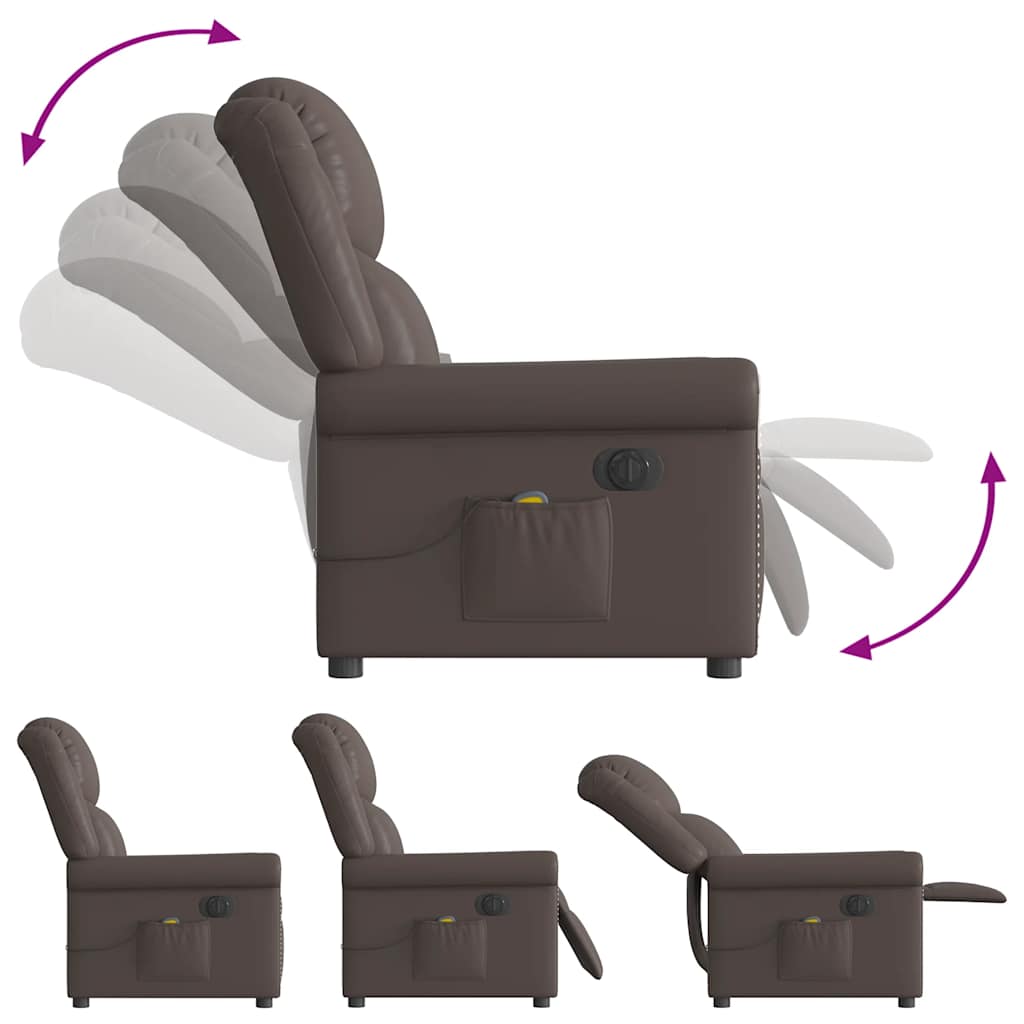 Scaun electric pentru masaj pentru relaxare maro strălucitoare GartenMobel Dekor