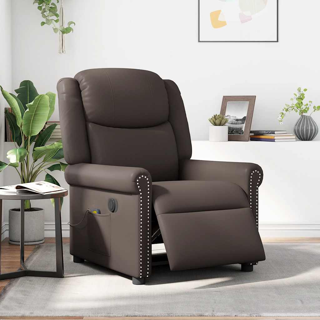 Scaun electric pentru masaj pentru relaxare maro strălucitoare GartenMobel Dekor