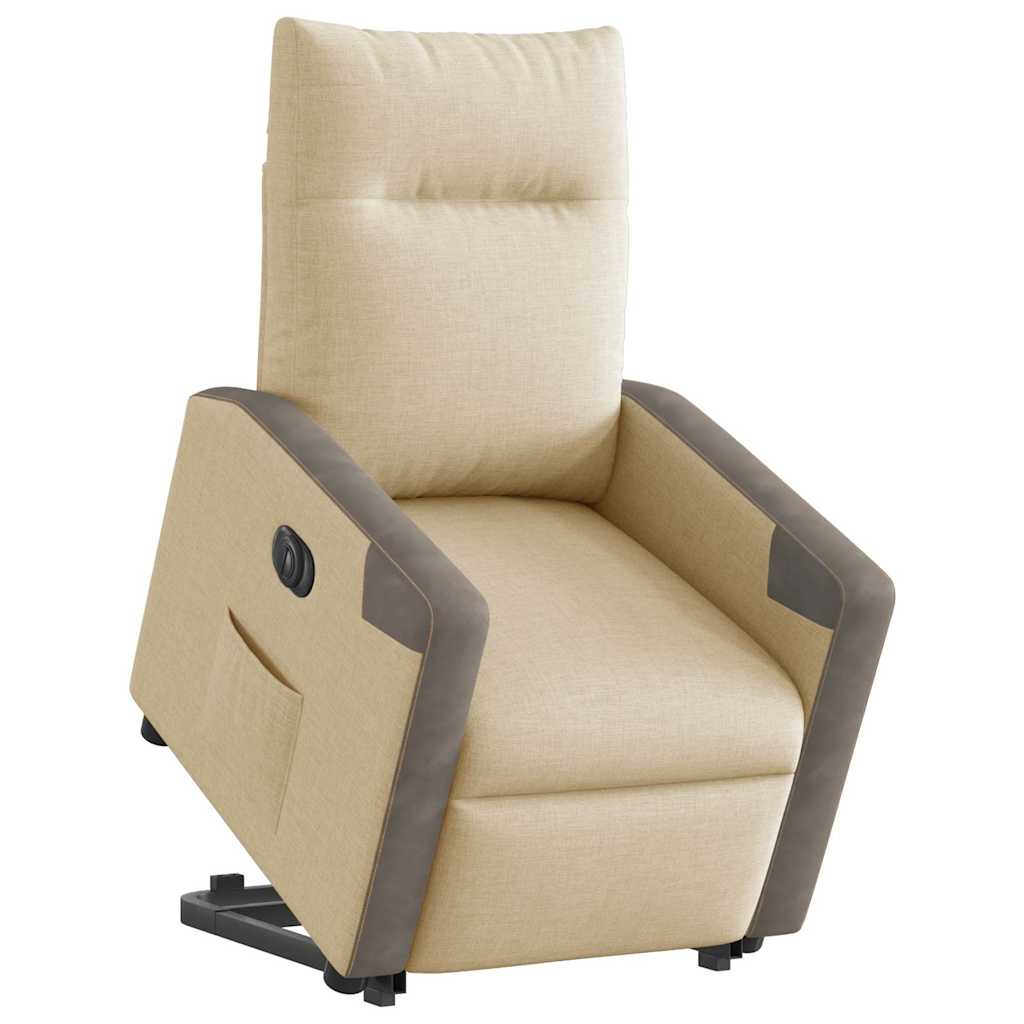 Fotoliu electric rabatabil cu ridicare, crem, textil GartenMobel Dekor