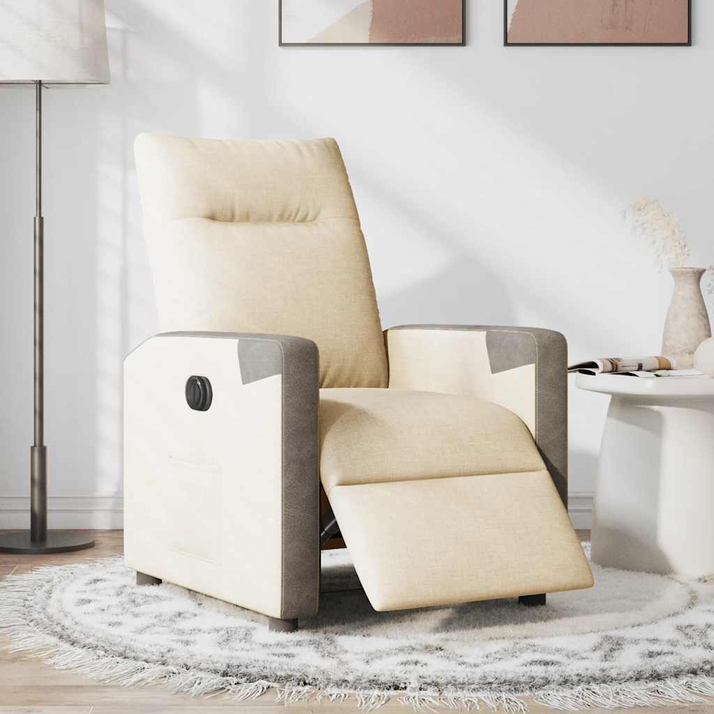 Fotoliu rabatabil electric, crem, material textil GartenMobel Dekor