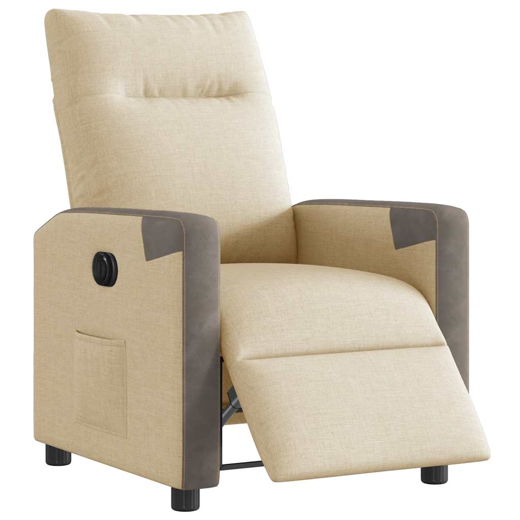 Fotoliu rabatabil electric, crem, material textil GartenMobel Dekor