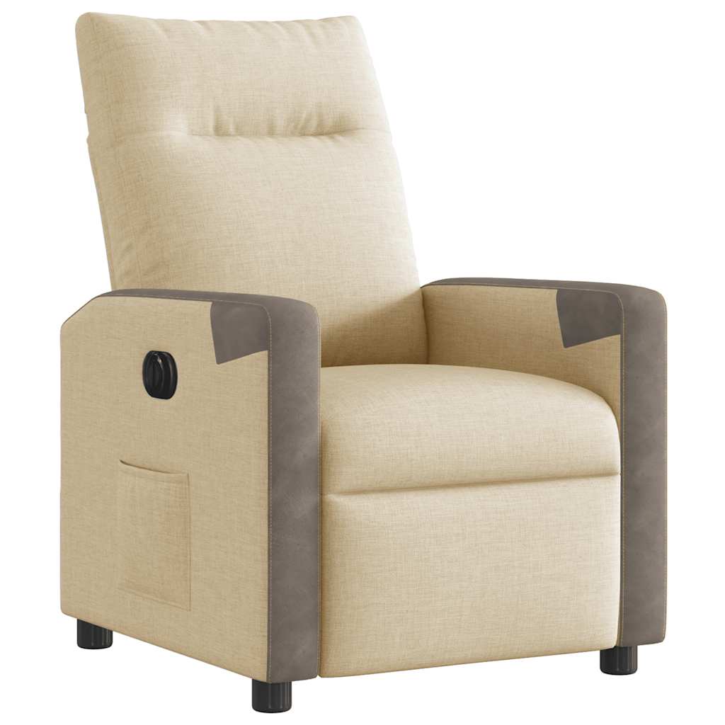 Fotoliu rabatabil electric, crem, material textil GartenMobel Dekor
