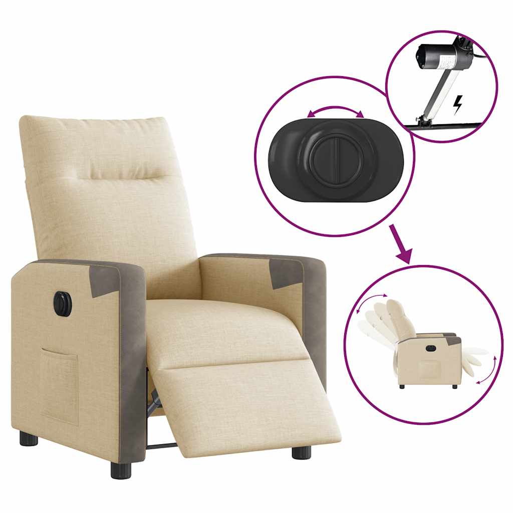 Fotoliu rabatabil electric, crem, material textil GartenMobel Dekor