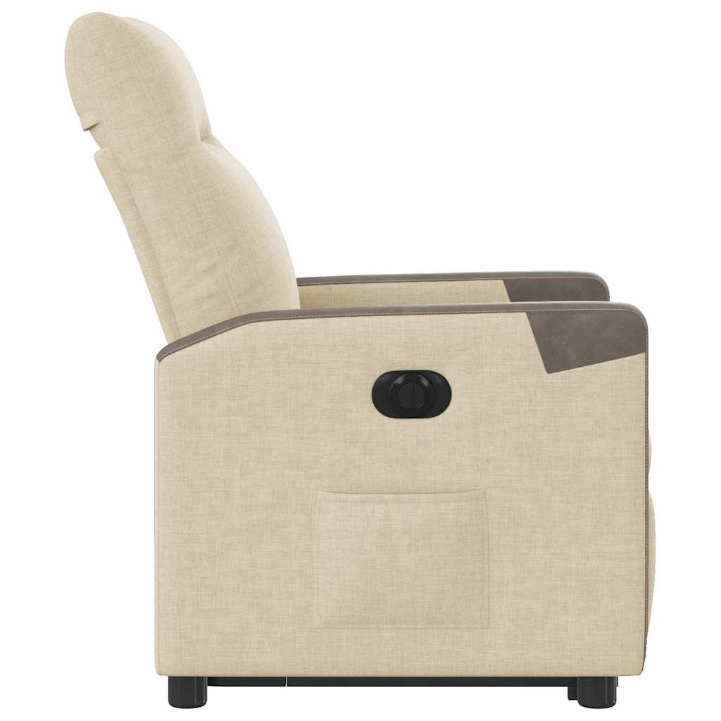 Fotoliu electric rabatabil cu ridicare, crem, textil GartenMobel Dekor