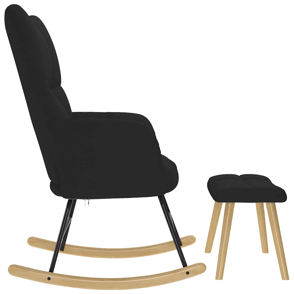 Scaun balansoar cu taburet, Negru, material textil GartenMobel Dekor