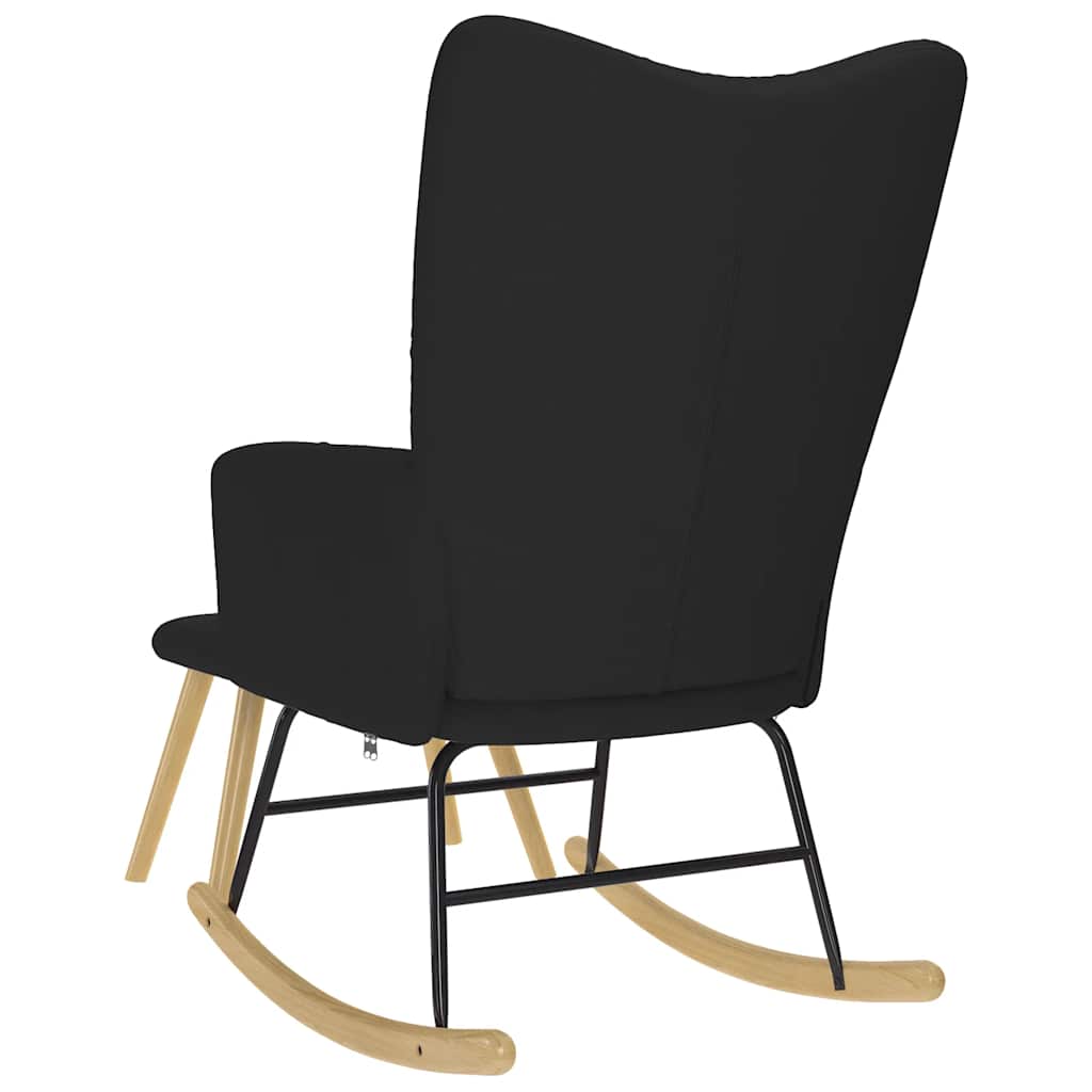 Scaun balansoar cu taburet, Negru, material textil GartenMobel Dekor