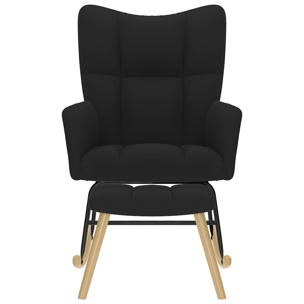 Scaun balansoar cu taburet, Negru, material textil GartenMobel Dekor