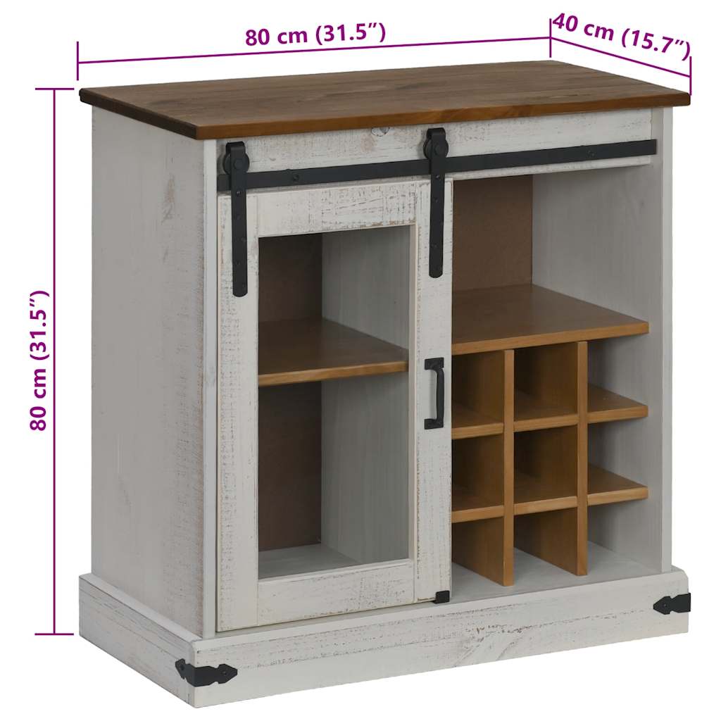 Bufetă HALDEN cu uşă glisantă alb 80x40x80 cm lemn masiv GartenMobel Dekor