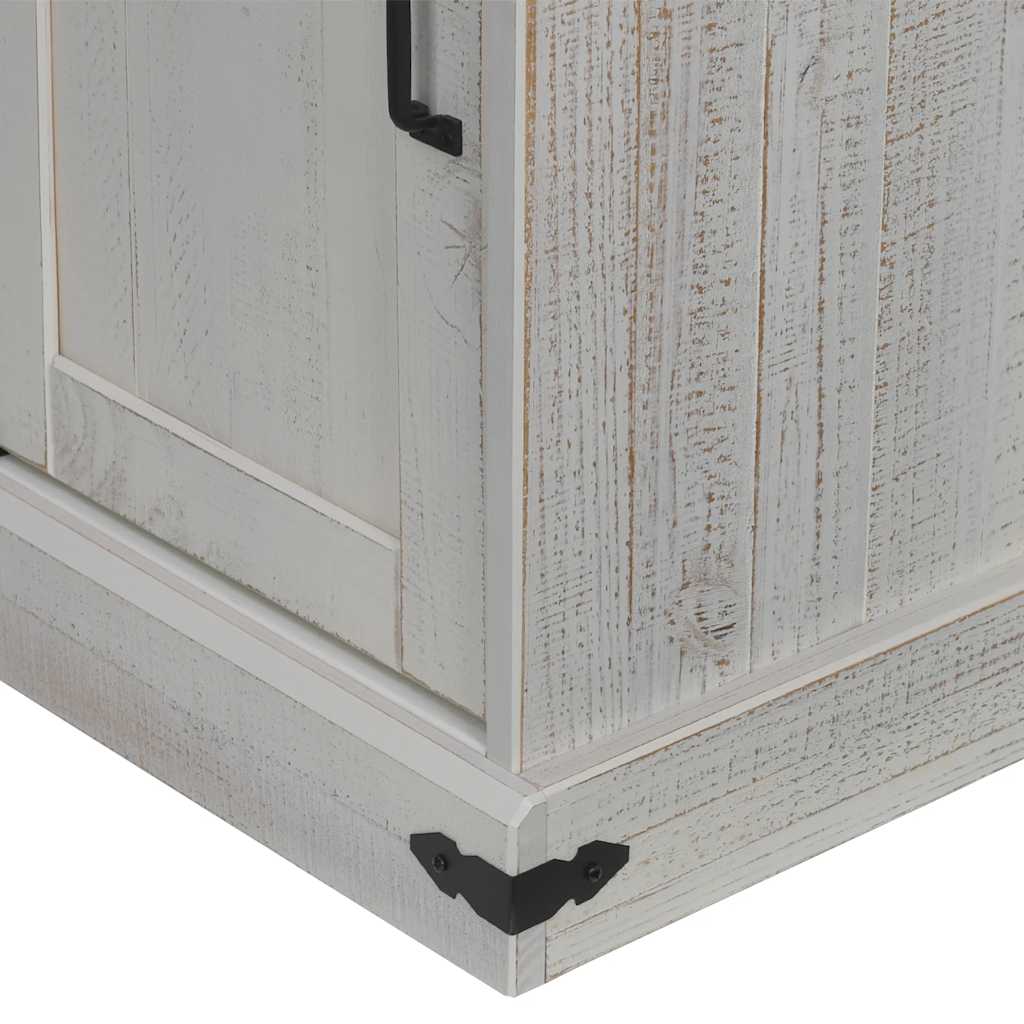 Bufetă HALDEN cu uşă glisantă alb 80x40x80 cm lemn masiv GartenMobel Dekor