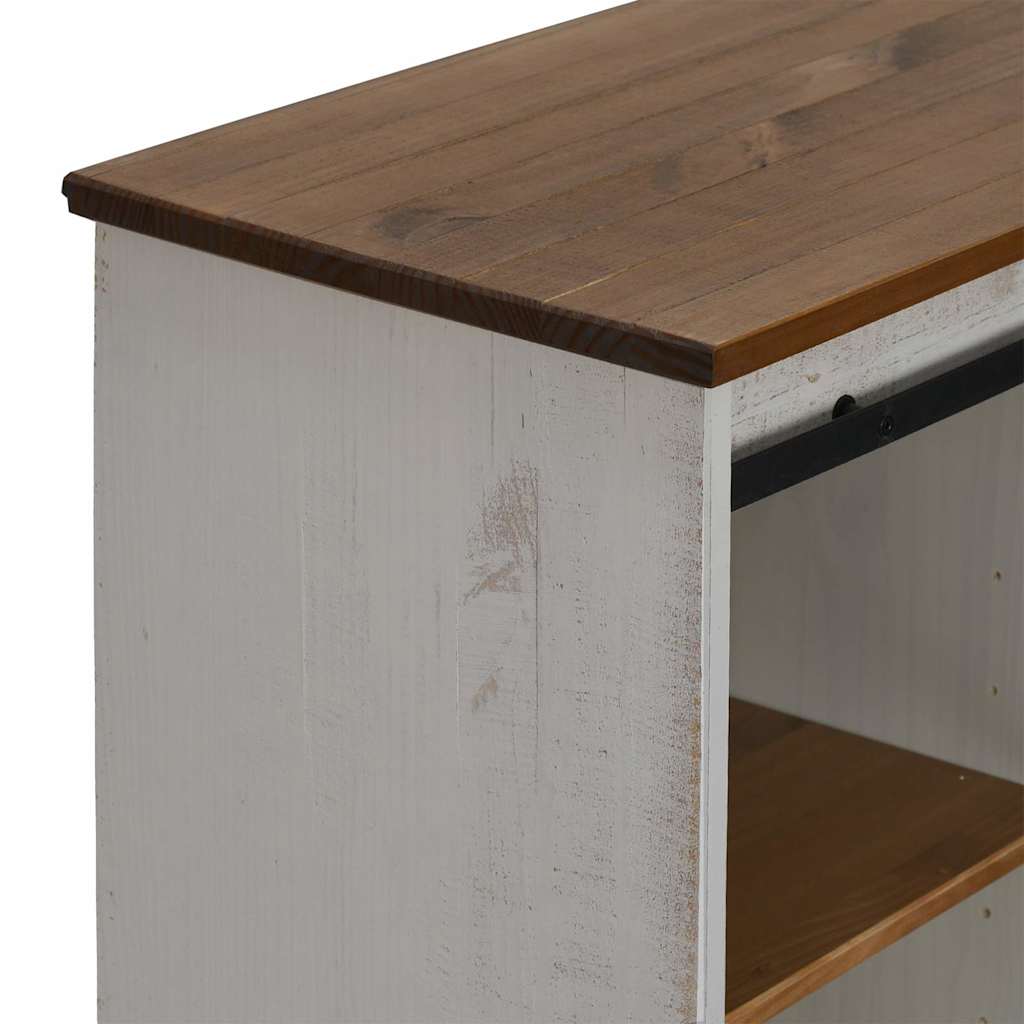 Bufetă HALDEN cu uşă glisantă alb 80x40x80 cm lemn masiv GartenMobel Dekor