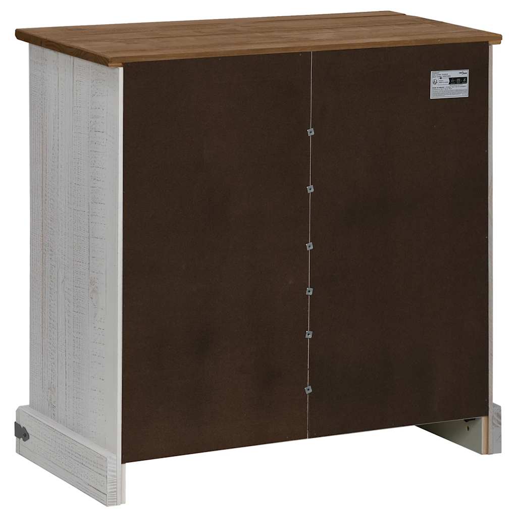 Bufetă HALDEN cu uşă glisantă alb 80x40x80 cm lemn masiv GartenMobel Dekor
