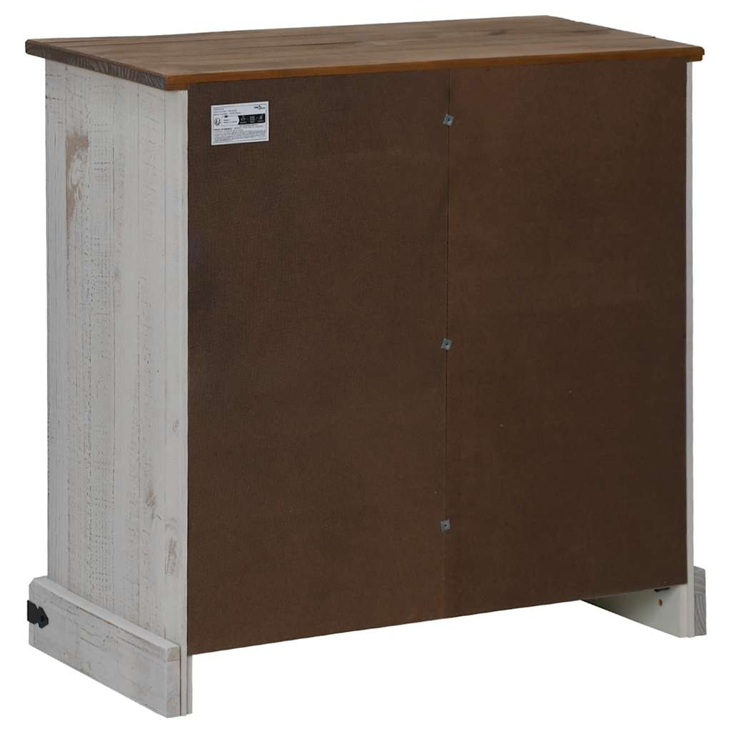Bufetă HALDEN cu uşă glisantă alb 80x40x80 cm lemn masiv GartenMobel Dekor