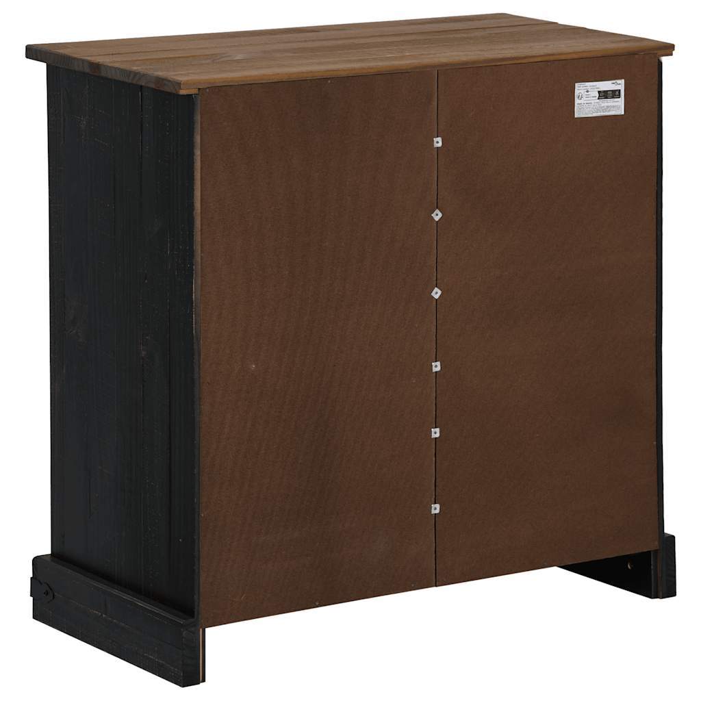 Bufetă HALDEN cu uşă glisantă neagră 80x40x80 cm lemn masiv GartenMobel Dekor