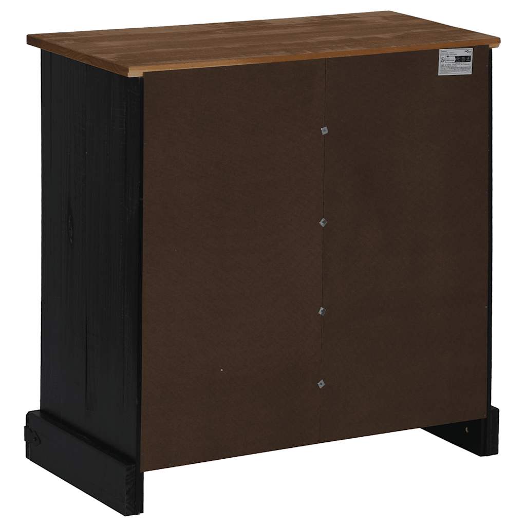 Bufetă HALDEN cu uşă glisantă neagră 80x40x80 cm lemn masiv GartenMobel Dekor