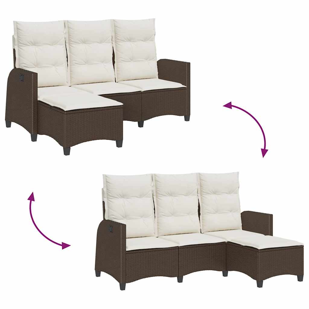 Canapea grădină înclinabilă cu perne formă L polirattan maro GartenMobel Dekor