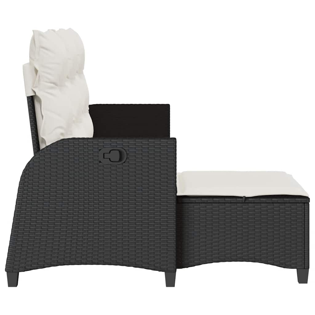 Canapea grădină înclinabilă cu perne formă L polirattan negru GartenMobel Dekor