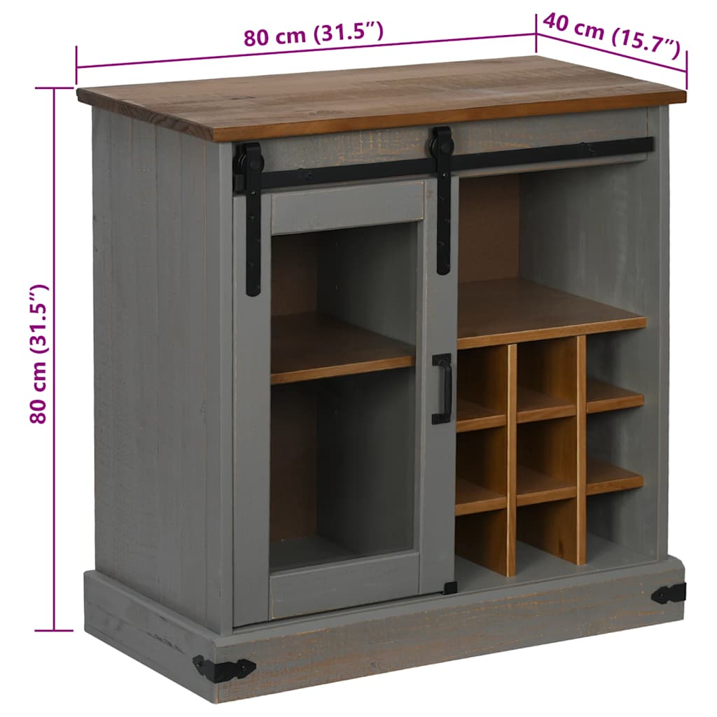 Comodă HALDEN cu uşă glisantă gri 80x40x80 cm lemn masiv GartenMobel Dekor