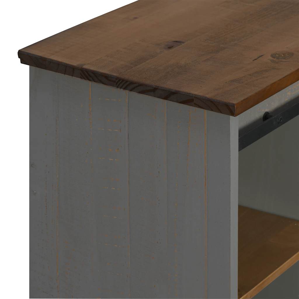 Comodă HALDEN cu uşă glisantă gri 80x40x80 cm lemn masiv GartenMobel Dekor