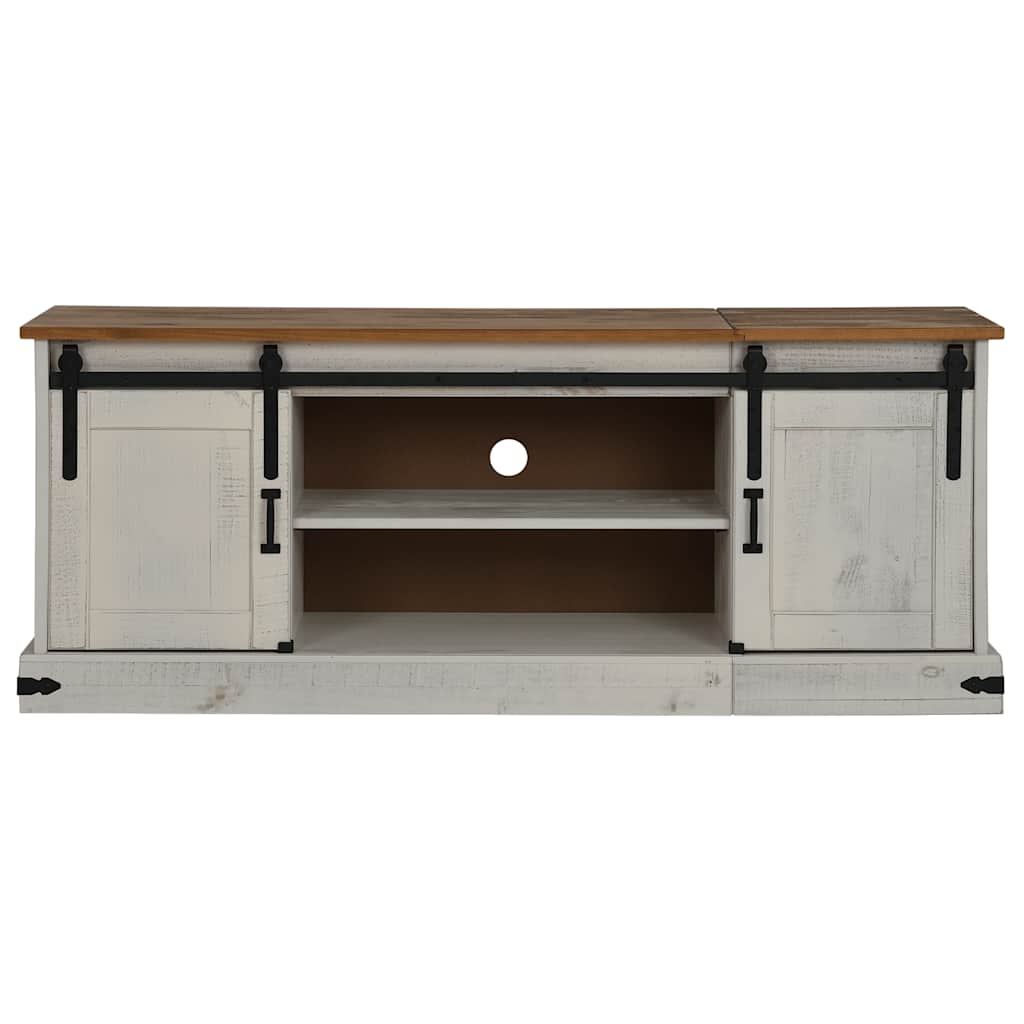 Dulap TV HALDEN 2 uși glisante alb 150x40x60 cm lemn masiv GartenMobel Dekor