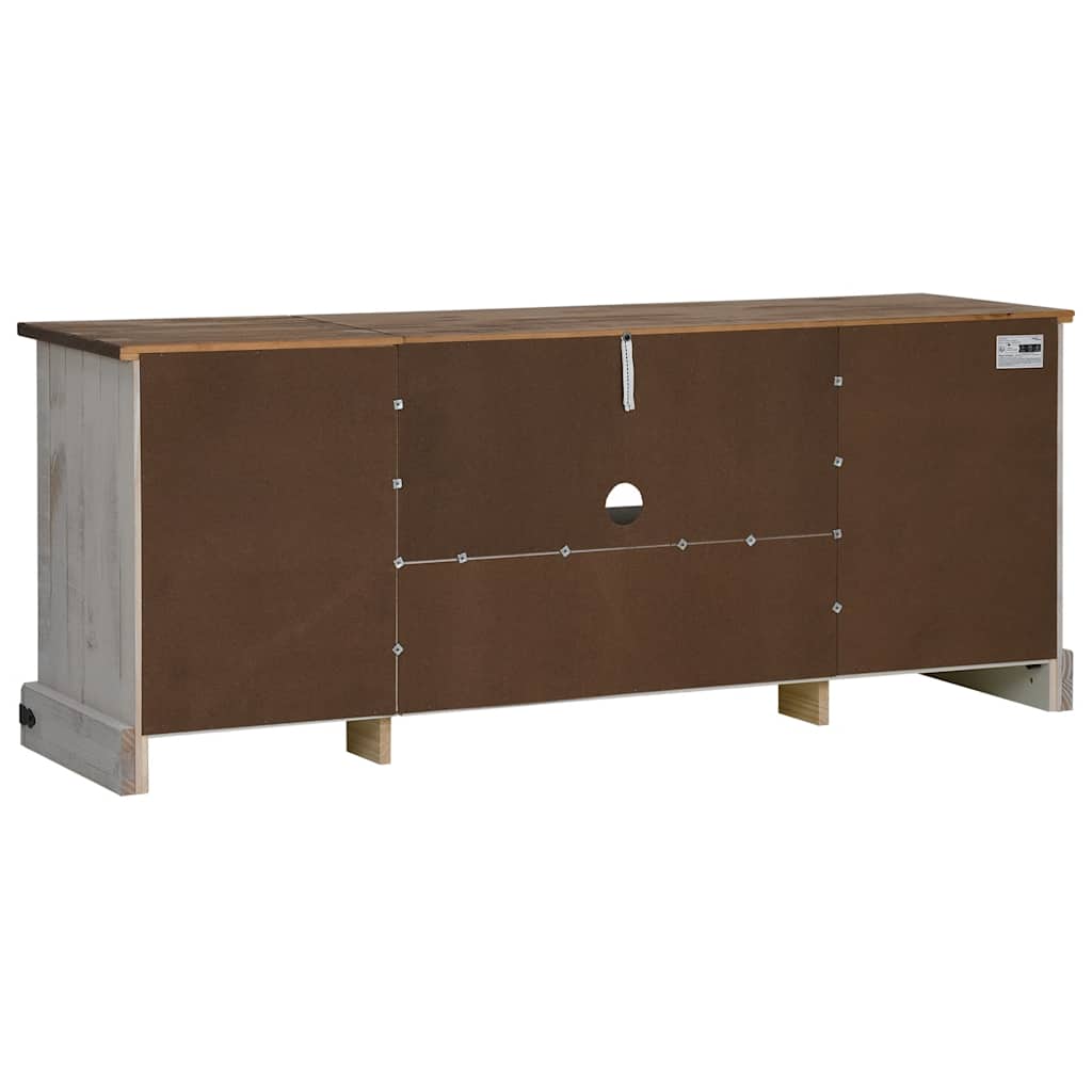 Dulap TV HALDEN 2 uși glisante alb 150x40x60 cm lemn masiv GartenMobel Dekor
