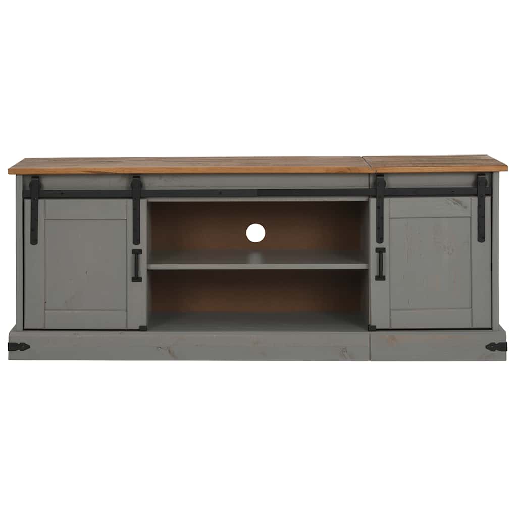 Dulap TV HALDEN 2 usi glisante gri 150x40x60 cm lemn masiv GartenMobel Dekor