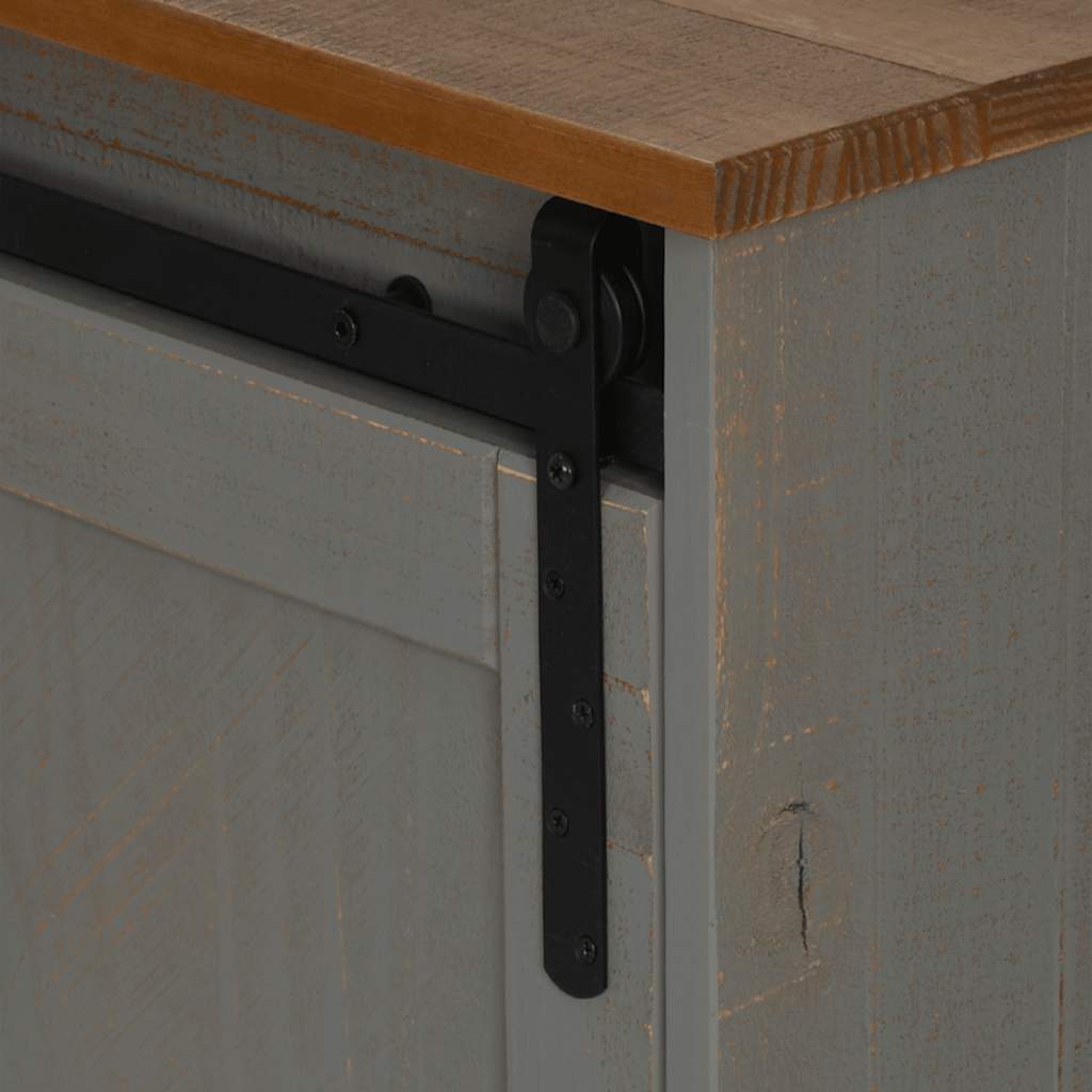 Dulap TV HALDEN 2 usi glisante gri 150x40x60 cm lemn masiv GartenMobel Dekor